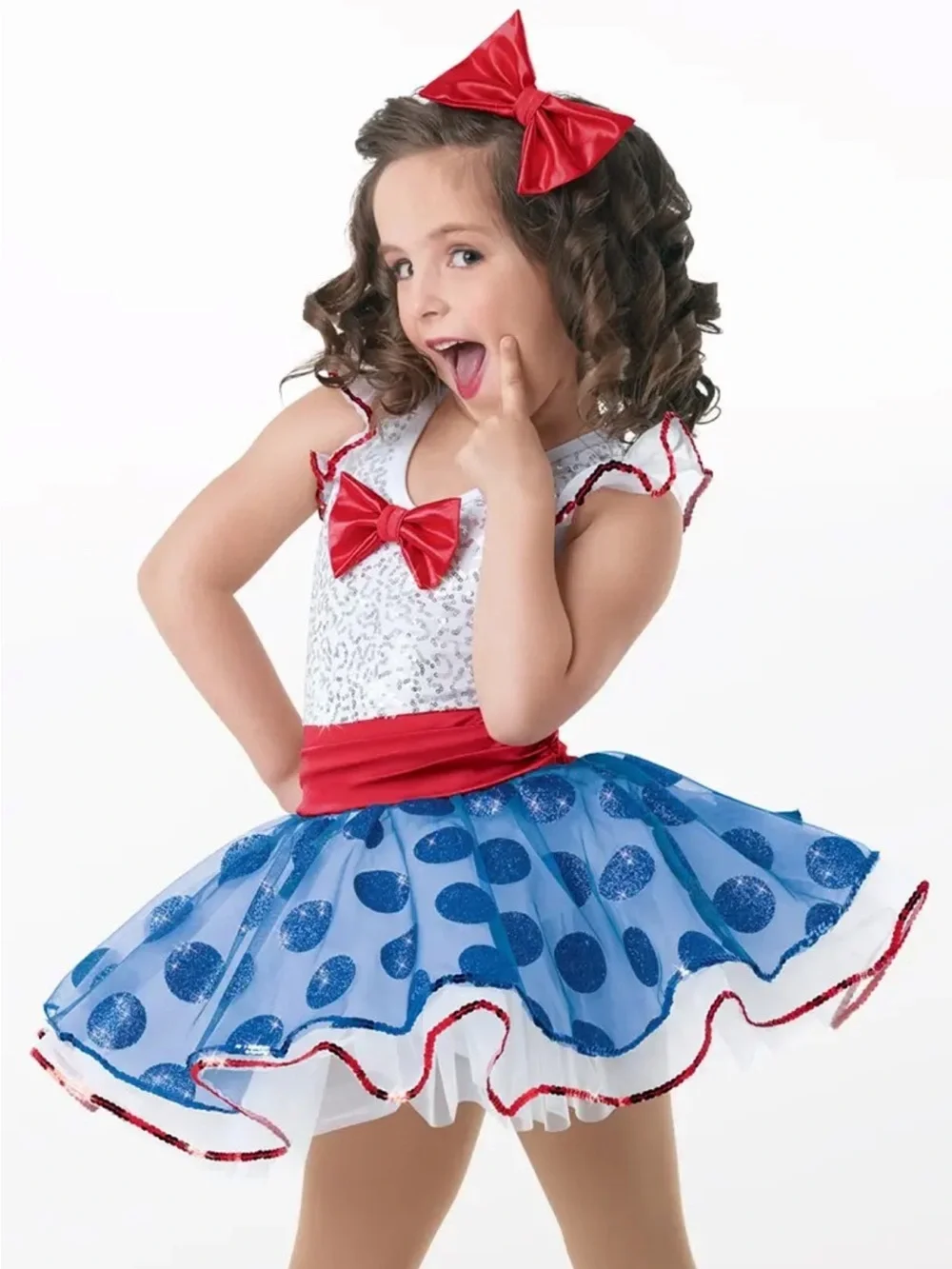 Weissman Good Ship Lollipop Shirley Temple Costume Small 8753 Dance Blue Red
